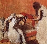 Edgar Degas Two lady dressing up hair oil painting picture wholesale